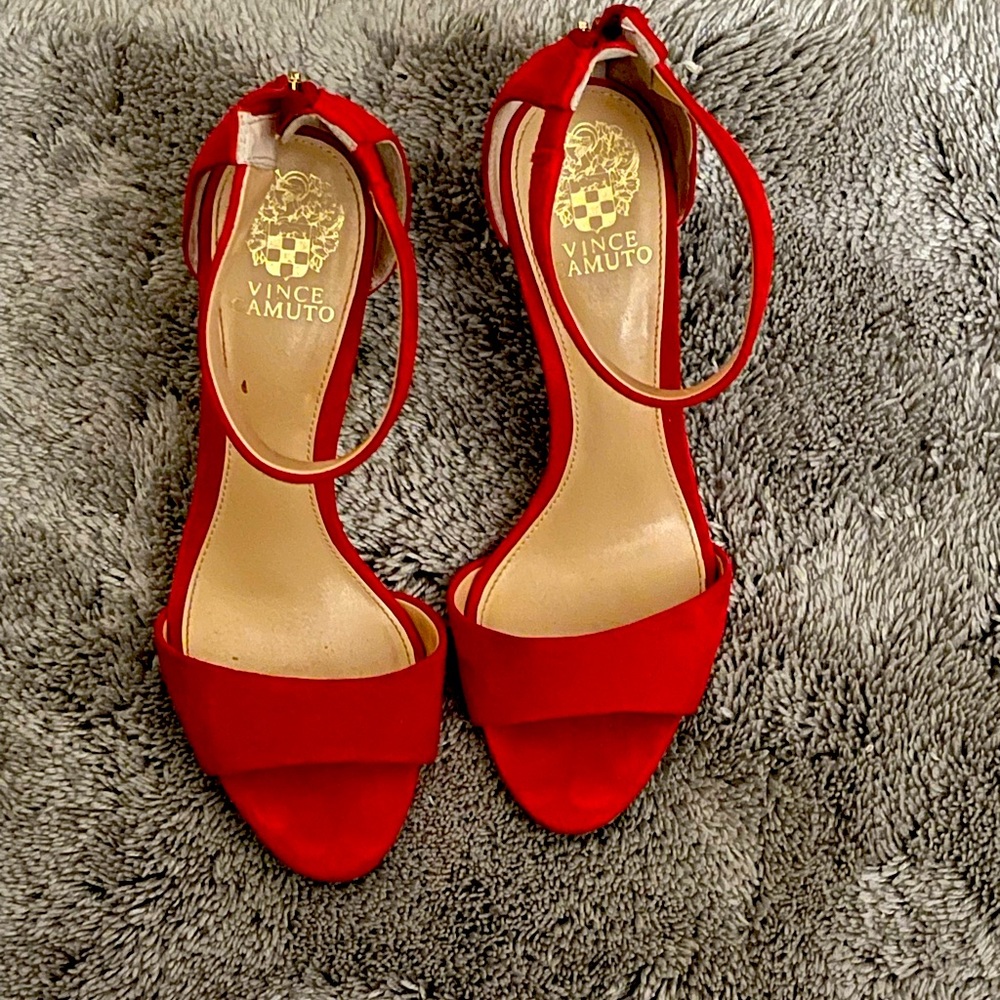 Vince Camuto Red Ankle Strap Heels